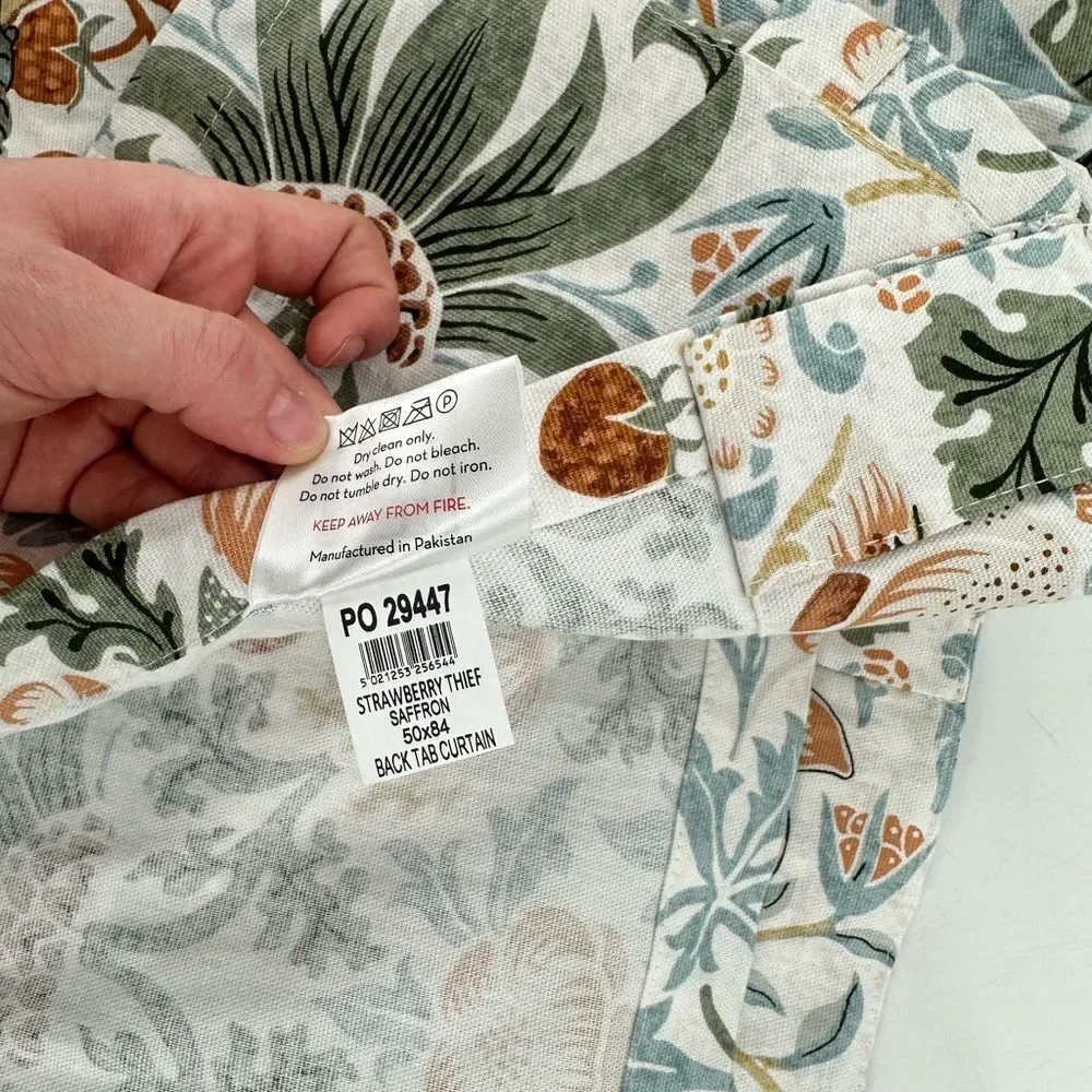 William Morris 2pc BLACKOUT Strawberry Thief Saffron Window Curtains 50x84 Heavy
